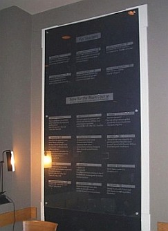 Plexiglass menu sign